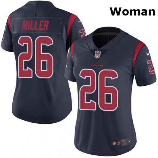 Womens Nike Houston Texans 26 Lamar Miller Elite Navy Blue Rush Vapor Untouchable NFL Jersey
